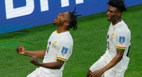 Pemain Ghana merayakan gol ke gawang Korea Selatan. Foto IG fifawordcup