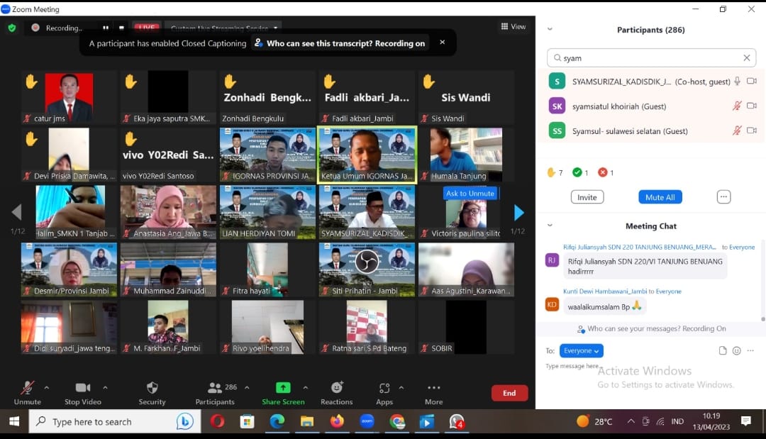 IGORNAS Provinsi Jambi Selenggarakan Webinar Nasional. Foto SC igornas Prov Jambi