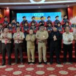 Gubernur Jambi Al Haris bersama kontingen Pramuka Jambi Lomba Tinggi V 2023. Foto: Riky Serampas/Pariwarajambi