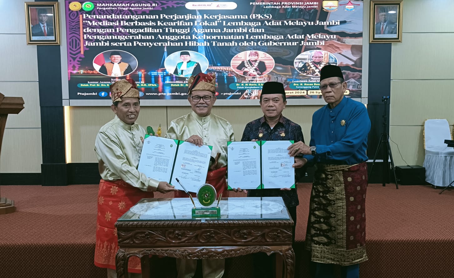 Lembaga Adat Melayu (LAM) Jambi menjalin kerjasama dengan Pengadilan Tinggi Agama Jambi tentang mediasi berbasis kearifan lokal. Foto: Riky Serampas/Pariwarajambi
